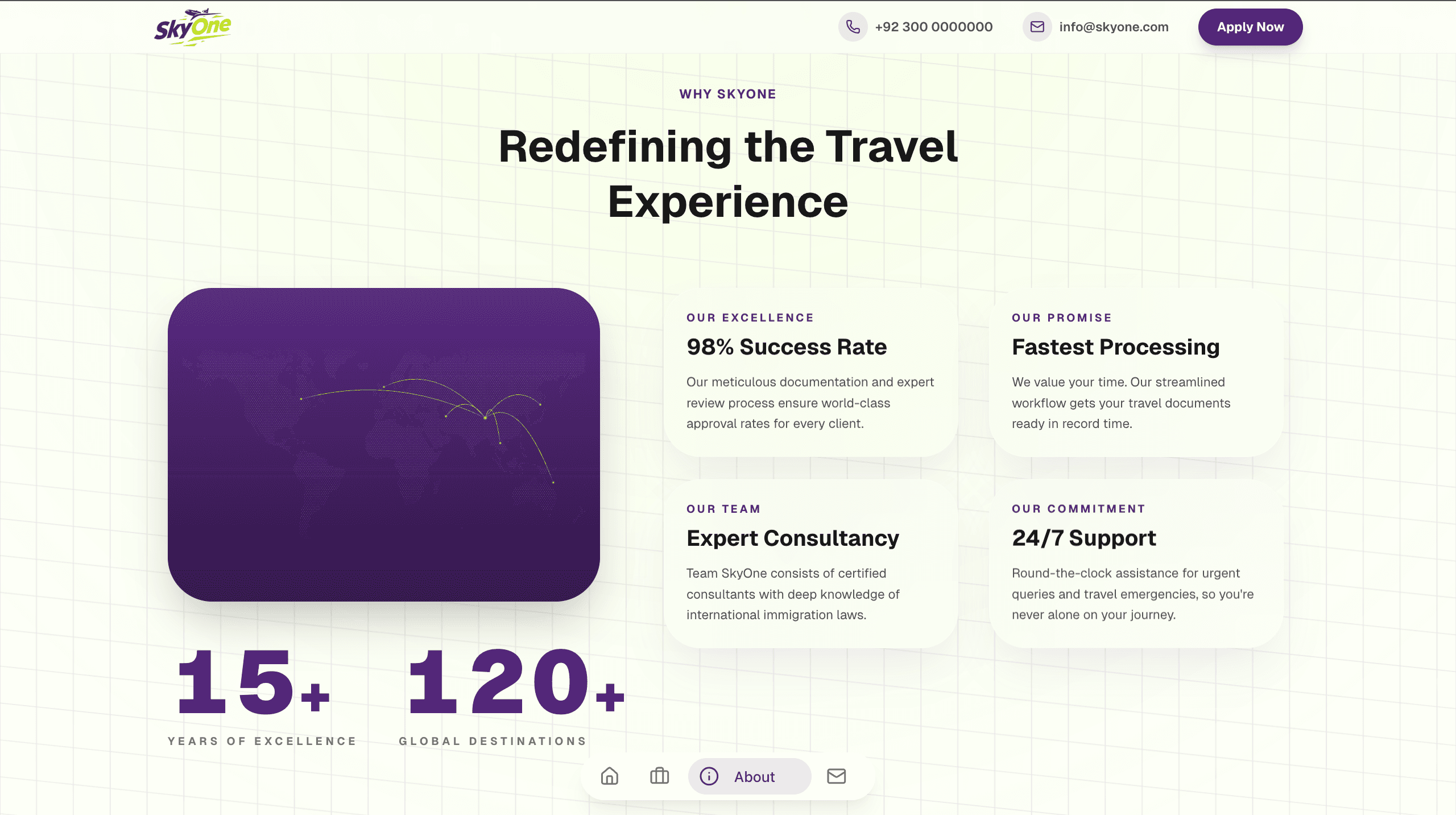 About — brand and positioning content aligned with the SkyOne Travels story.